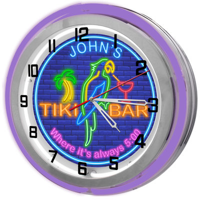 Tiki Bar Neon Wall Clock