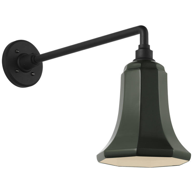 Thomas O'Brien, "Academy 17.5" Mack Barn Light in Matte Black with 7.5" White Savannah Shade, Green