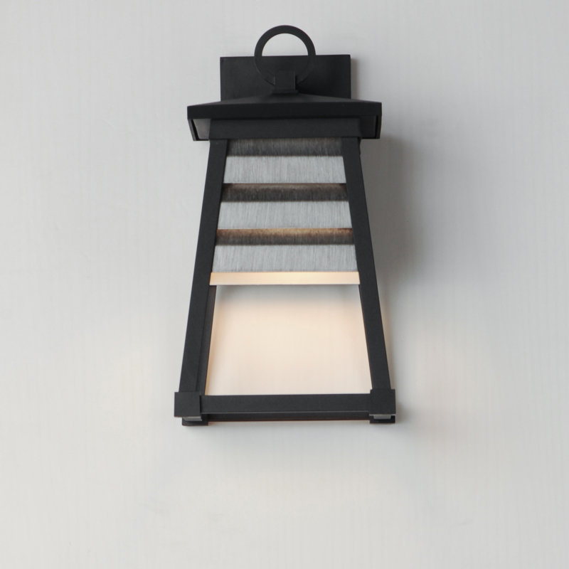Applique murale en aluminium Renlee, H 14 po x l 7,5 po x P 8,25 po, Zinc altéré par les intempéries / noir