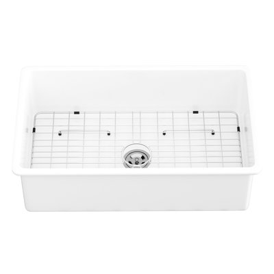 32" Ceramic Basin - Heatproof White For Kitchen Areas Washbasin Easy To Clean And Promote Hygiene