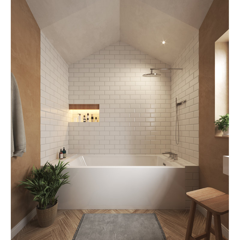 Grayley 66'' x 32'' Soaking Acrylic Bathtub, Right, Polished Chrome