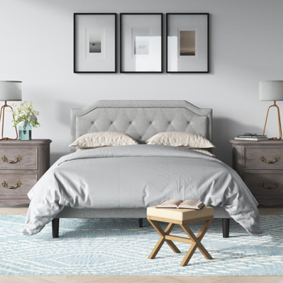 Zinus Tufted Upholstered Metal Platform Bed
