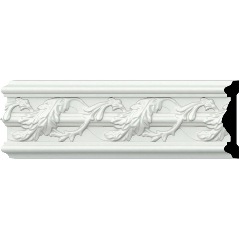 Endurathane Southhampton Acanthus Leaf Chair Rail, 4 3/8"H x 1"P x 94 1/2"L, (6 1/8"Repeat), Factory Primed