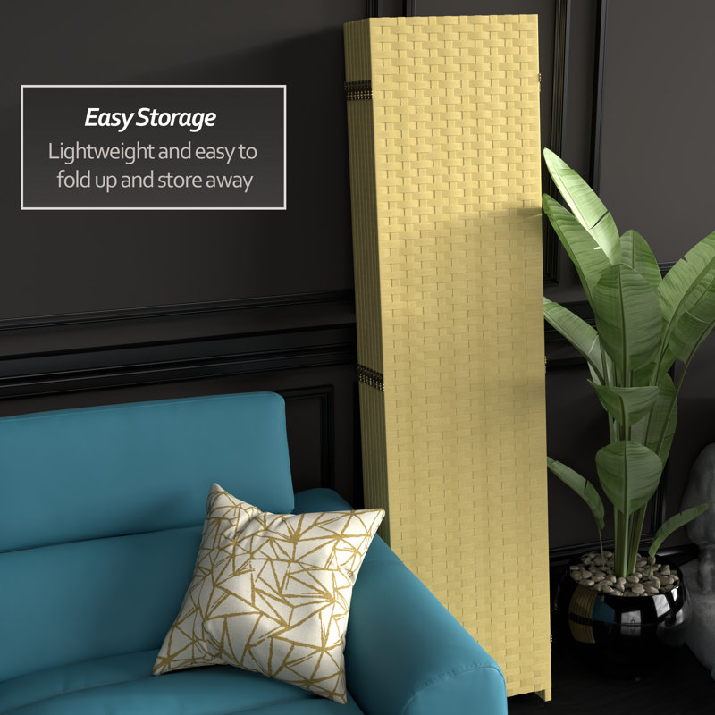 70.75" x 140" 8 Panel Room Divider, Dark Beige, 70.75" H x 140" W x 0.75" D, 8