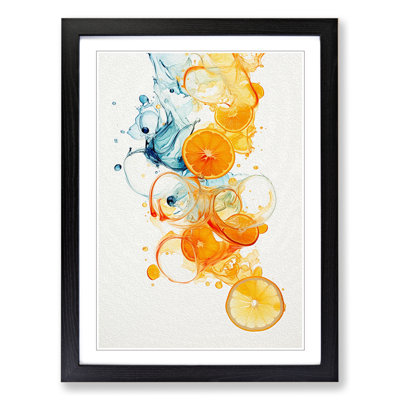 Citrus Fruits Gestural - Single Picture Frame Print on Wood
