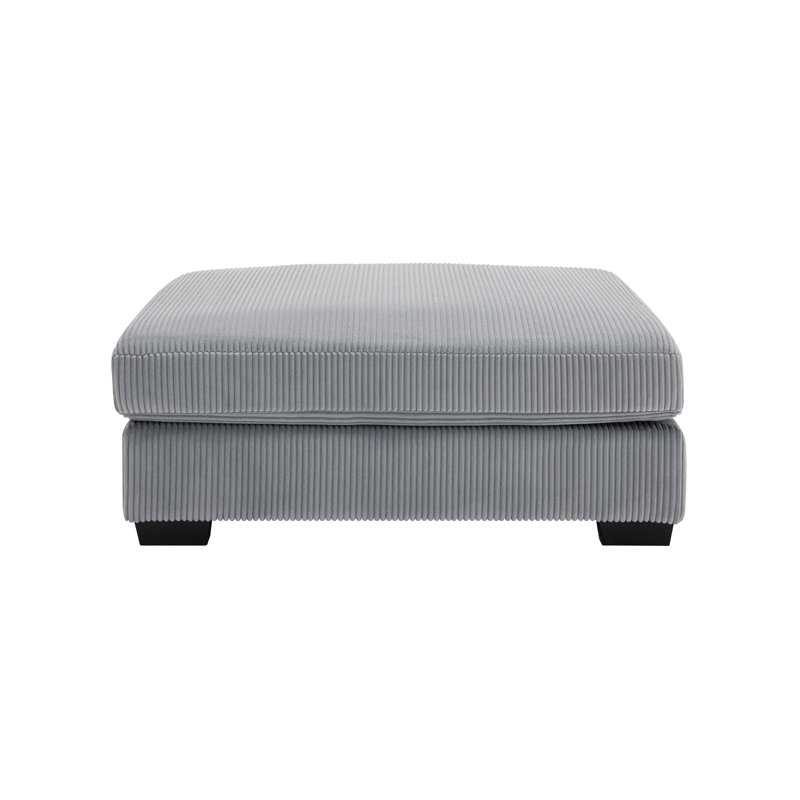 Corduroy Ottoman Module For Modular Sectional Sofa, Light Gray