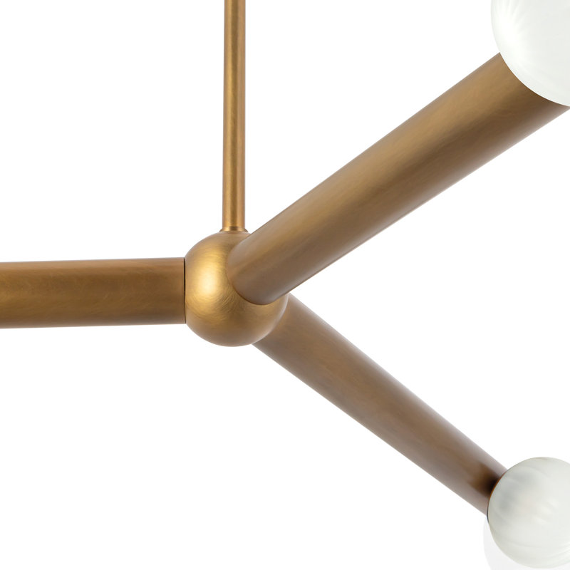 Reese 41-in Urban Bronze Dimmable LED Chandelier with Amber Glass, Vintage Brass/Opal Glass