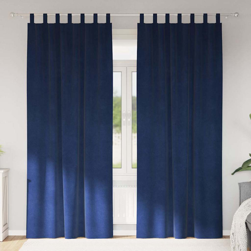 Curtains With Curtains 2 Pcs Polyester, 140cm Width x 260cm Drop, Navy