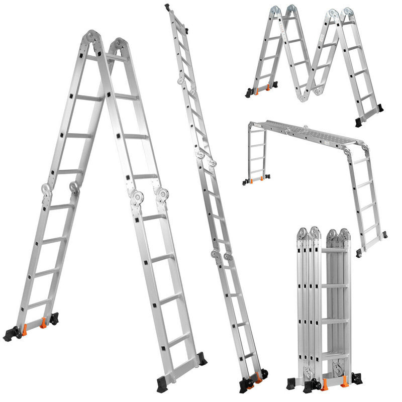 Aanya 16 - Step Aluminum Lightweight Folding Multi-Position Ladder
