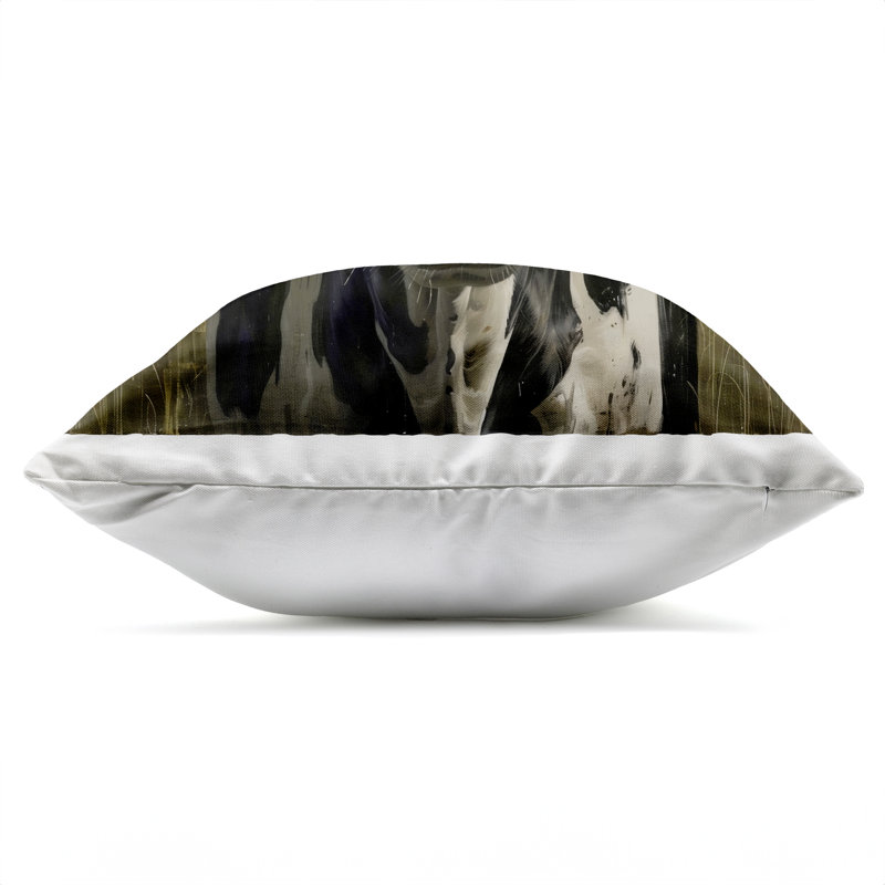 Coussin d'extérieur imprimé Spache Cow in Pasture par LSR Creative Studio, Carré 18 po, Vache verte