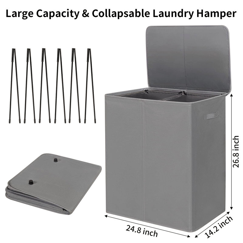 Laundry Sorter with Handles, Grey