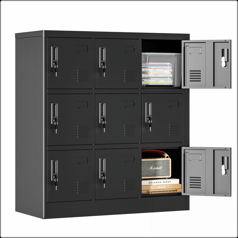 Casier de rangement en métal à 9 portes avec emplacement pour carte, parfait pour le bureau, la salle de sport, l'école et l'organisation à domicile