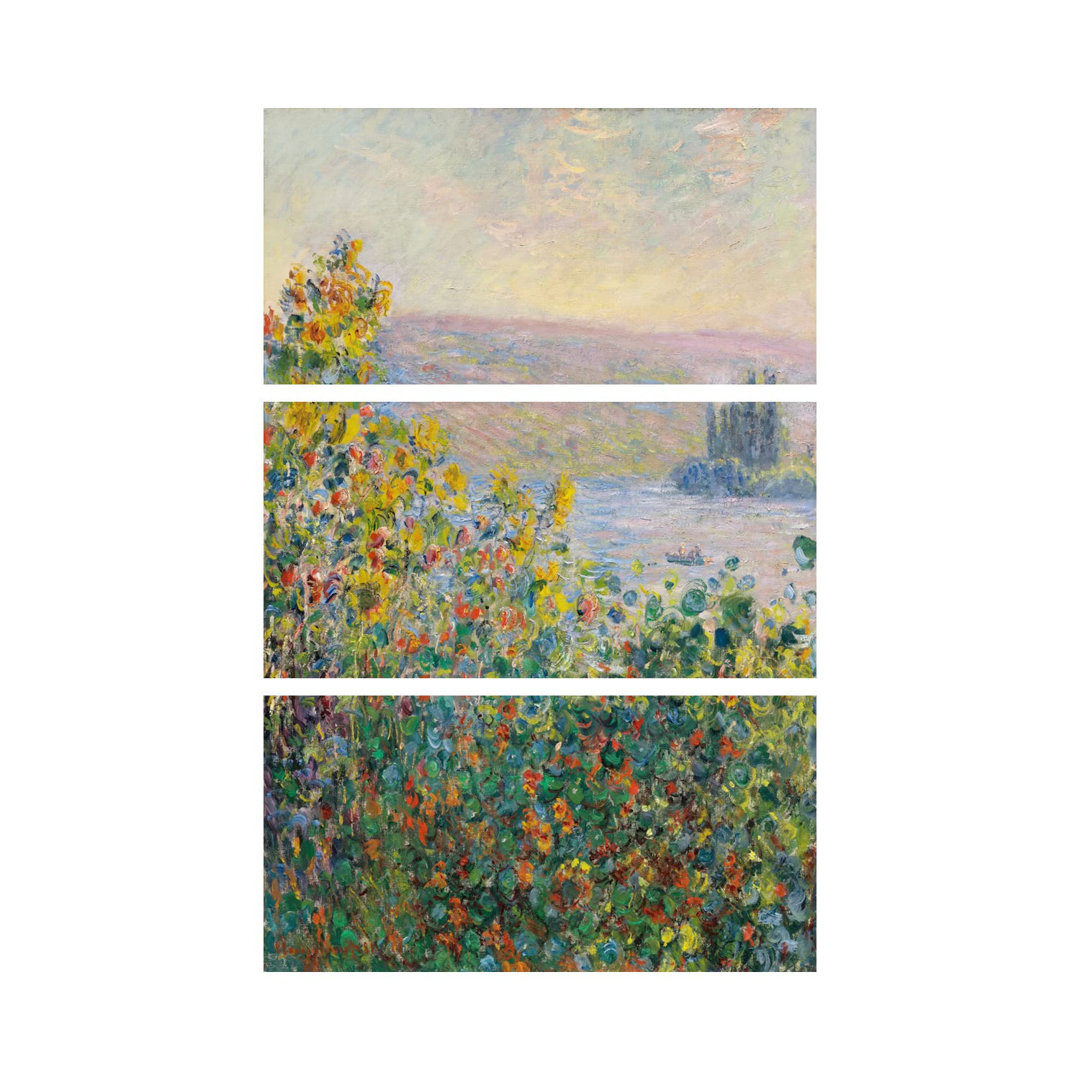 Blumenbeete in Vetheuil von Claude Monet - Leinwand ohne Rahmen Giclée auf Leinwand