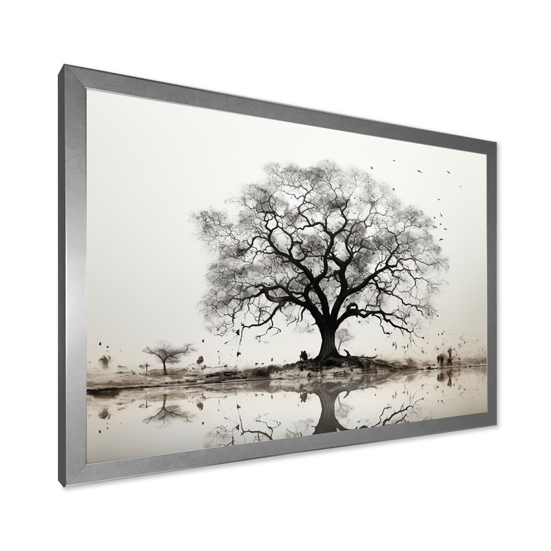 Baobab gris minimalisme IV, H 16 po x l 32 po x P 1 po, Cadre photo argenté