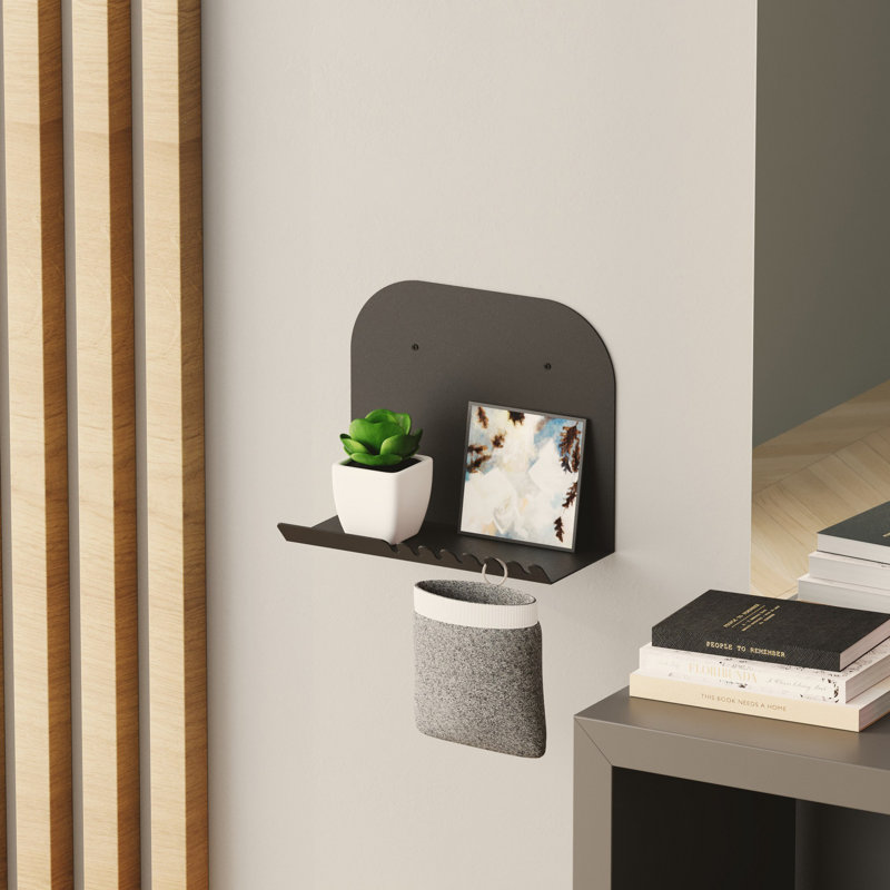Locelso 100% METAL Floating Shelf, 23cm H x 28cm W x 12cm D, Black