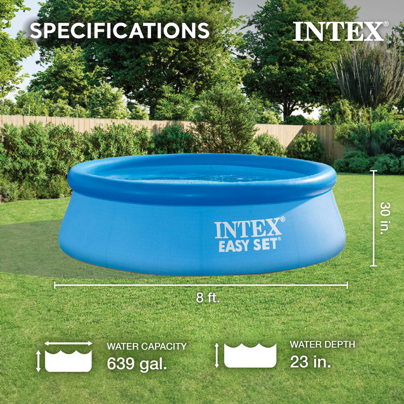 Plastic Round Inflatable Pool 30'' H x 96'' W x 96'' L