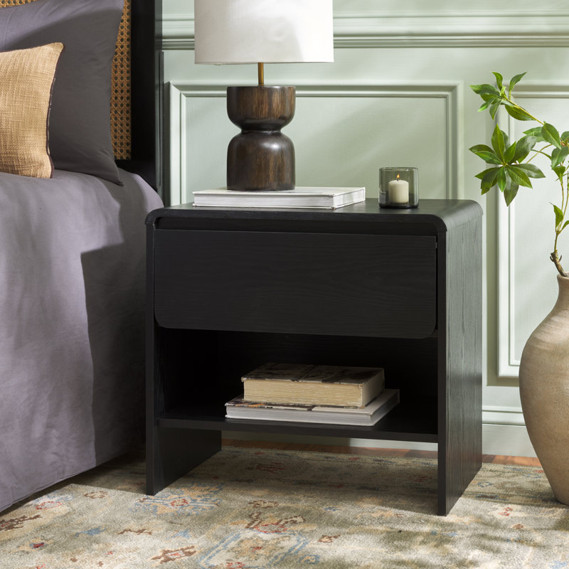 Arsenio 1 Drawer Nightstand, Black
