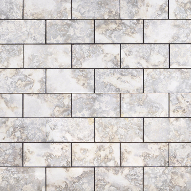 Lana 3" x 6" Glass Subway Tile, Silver
