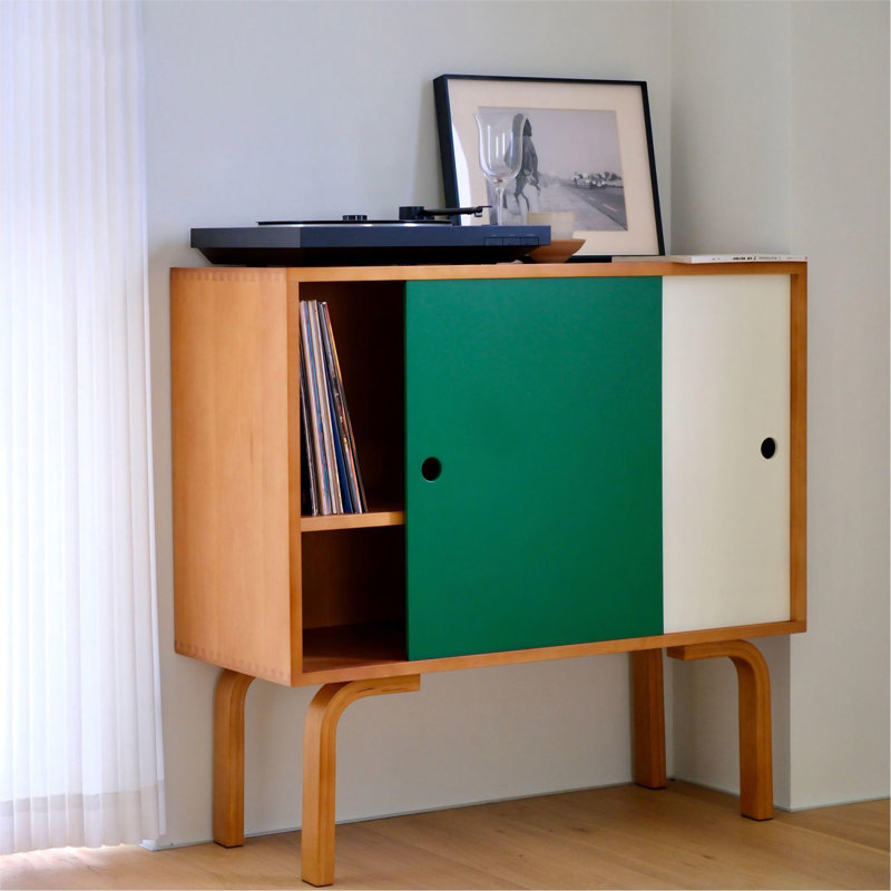 Simple Color-Blocked Double-Door Accent Cabinet