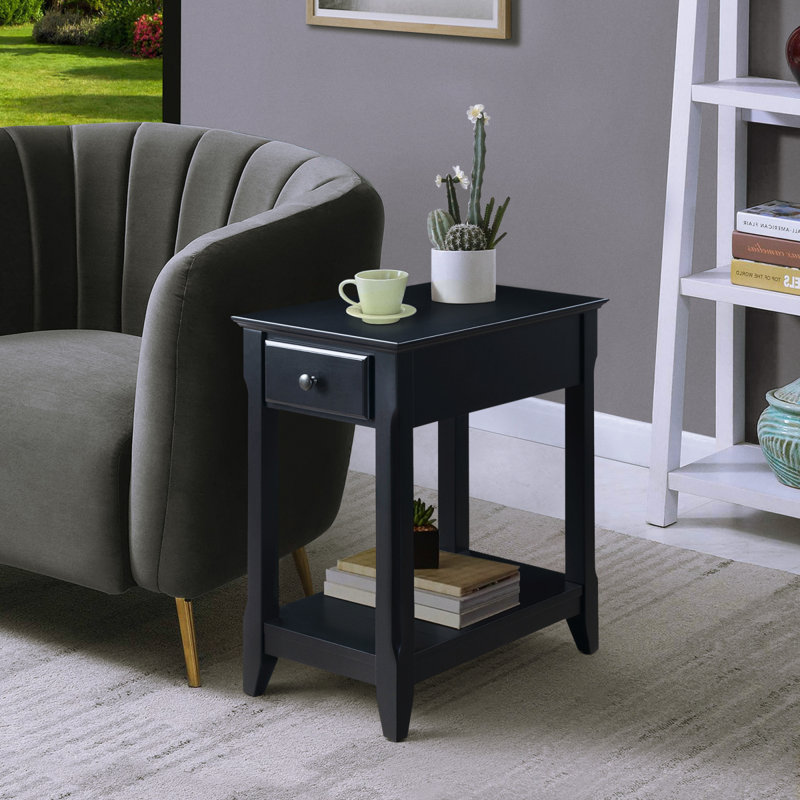 Table d'appoint avec tablette inférieure, Noir