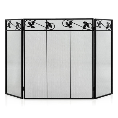 Raziel 3 Panel Metal Fireplace Screen
