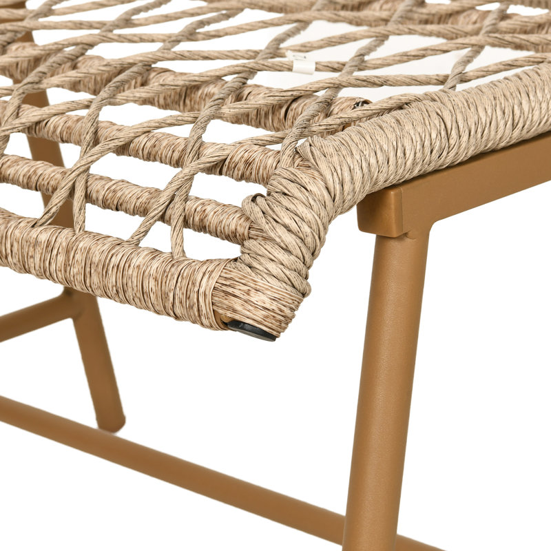 Bay Isle Home™ Outdoor Rattan Conversation Set with 2 Ottomans and 1 Square Coffee Side Table