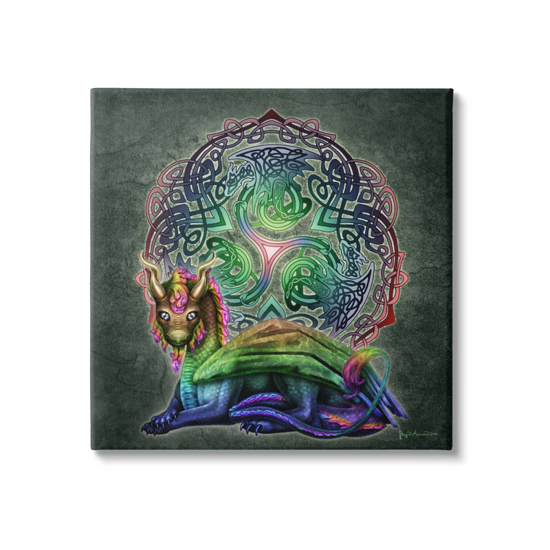 «Bungalow Rose Dragon on Celtic» par Brigid Ashwood - reproduction d'art sur toile tendue, H 36 po x l 36 po x P 1,5 po