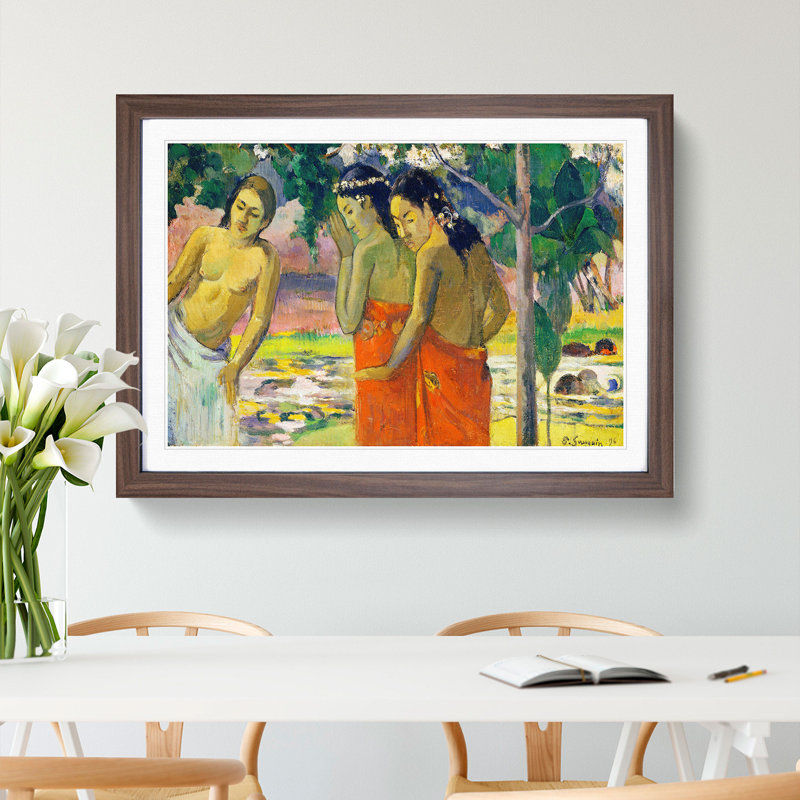 Three Tahitian Women by Paul Gauguin - Picture Frame Painting, Walnut, 48cm H x 65cm W x 2cm D