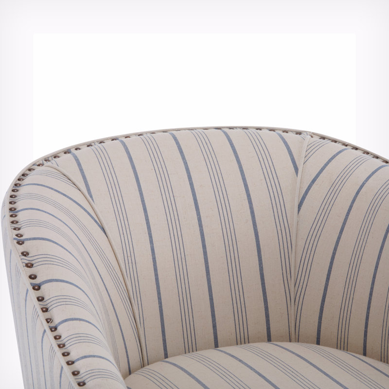 Fauteuil demi-tonneau rembourré à rayures