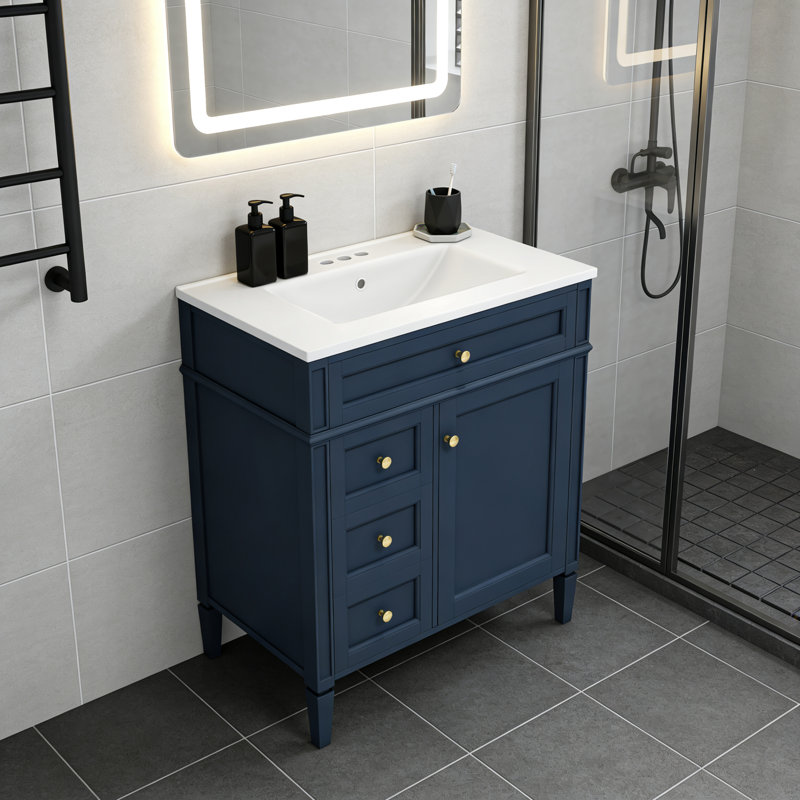 Meuble-lavabo de 30 po avec lavabo supérieur, 2 tiroirs et un tiroir basculant
