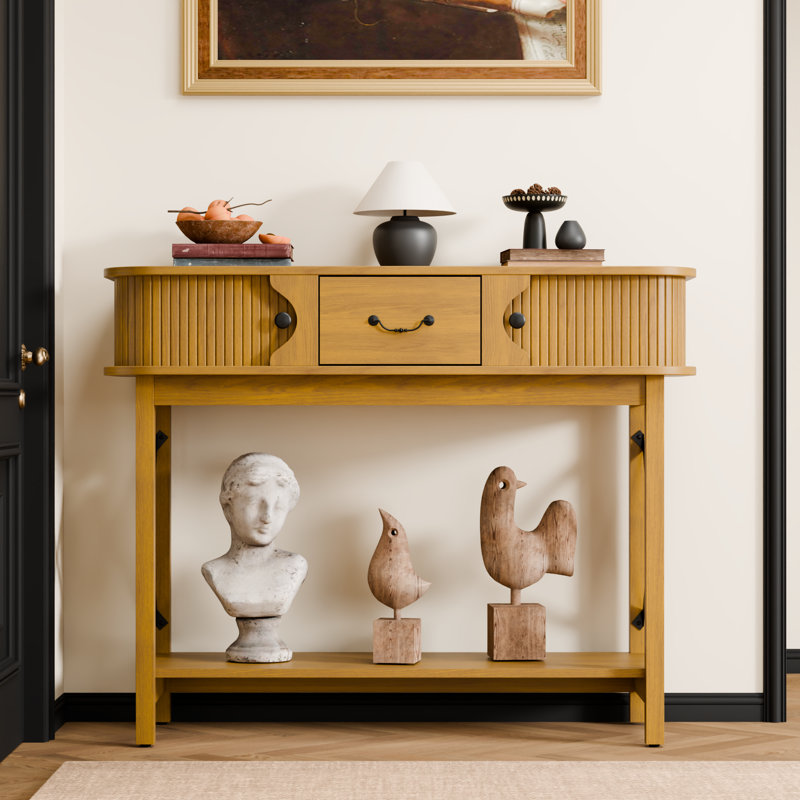 Console 39,3 po avec tiroirs de style fenêtre, Nature