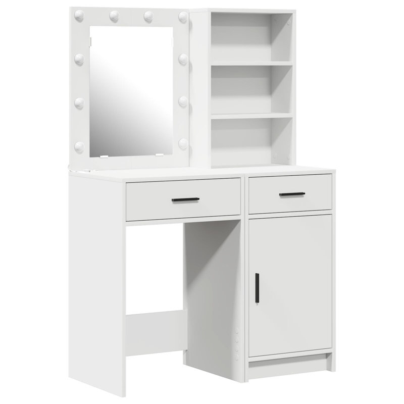 Dressing Table with Mirror, White