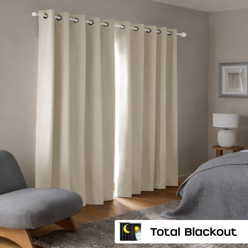 260 GSM Thermal Blackout Eyelet Curtains, Cream, 228cm Width x 228cm Drop