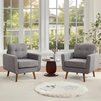 Chaise d'appoint rembourrée en lin 28 pièces Mid-Century 28,7 po