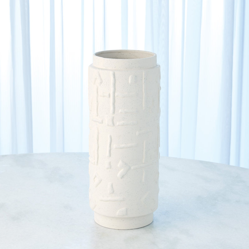 Vase Sankuru - Blanc rustique - Lg, H 15 po x l 6,5 po x P 6,5 po