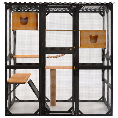 Outdoor Cat Playpen With Sleeping Houses And Jumping Platforms And Scratching Post