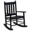 Chaise berçante noire avec dossier en lattes de bois
