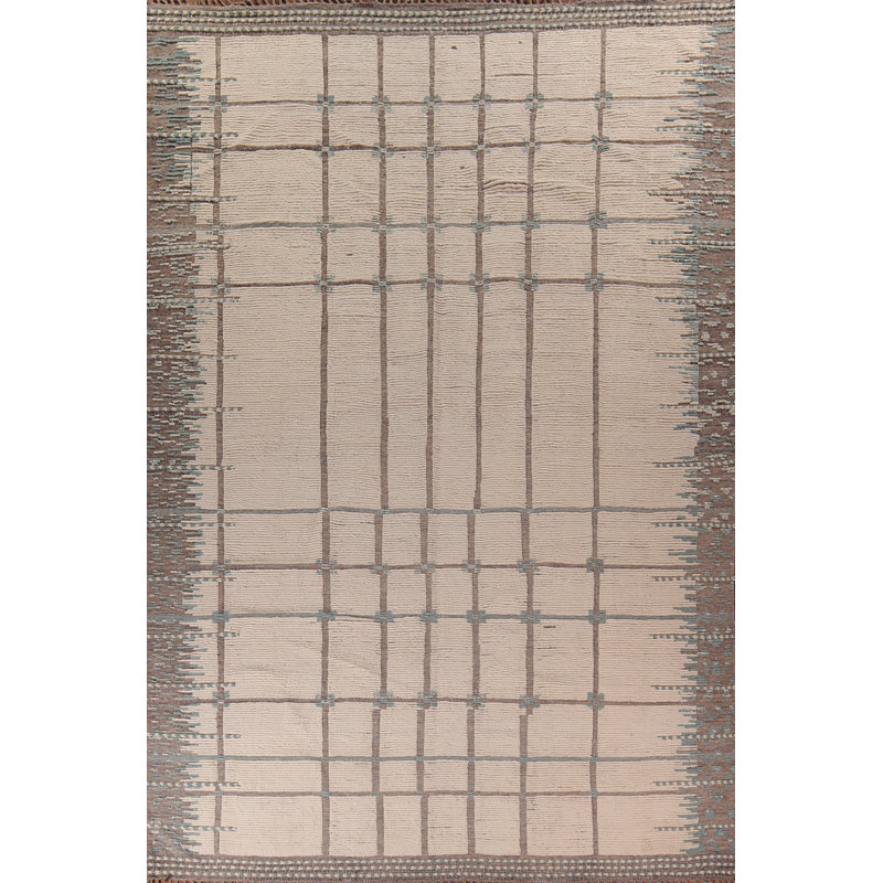 Handmade Ivory Moroccan Oriental Large Rug