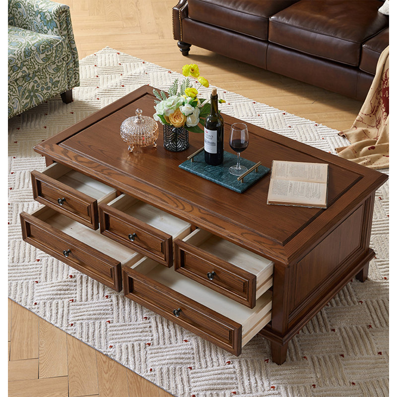 Table basse rustique en bois massif rétro, H 20,63 po x L 49,61 po x l 27,95 po 
