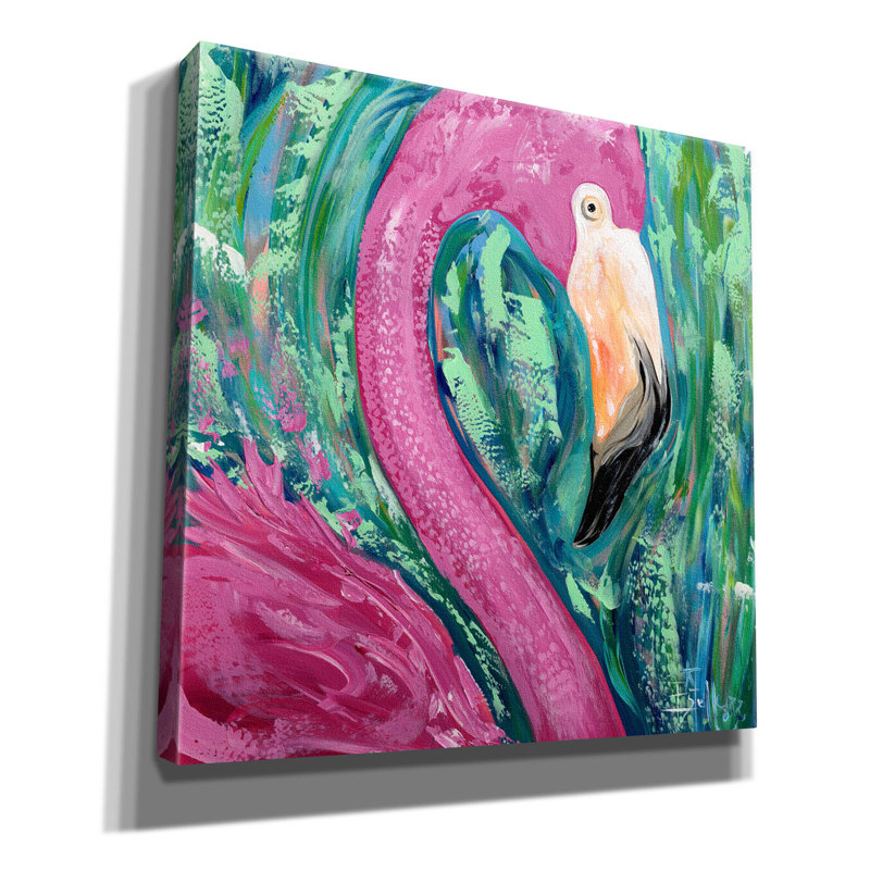 «Flamingo Portrait» par Estelle Grengs, H 18 po x l 18 po x P 0,75 po