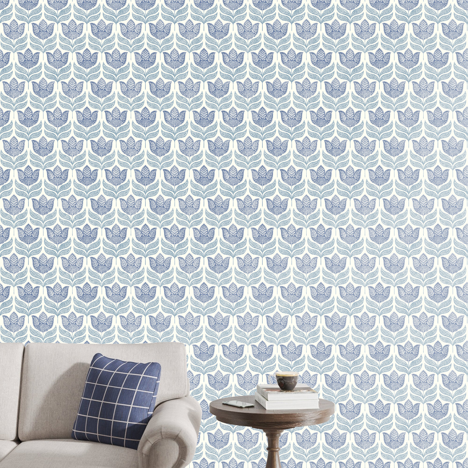 Floral Wallpaper, Blue