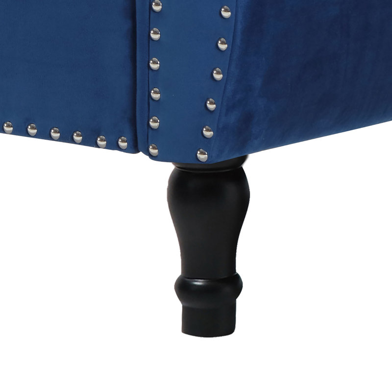 Velvet Upholstered Storage Bench, Blue