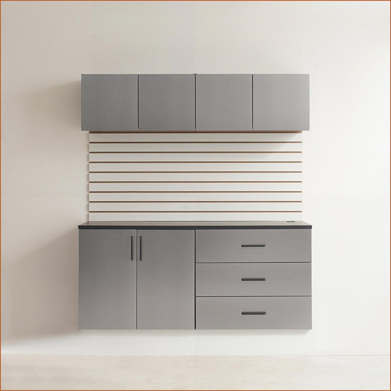 Cabinets 5-Piece Garage Cabinet Set, 64 in. W x 79 in. H x 20 in. D, Charcoal Gray | Contemporary | Wood