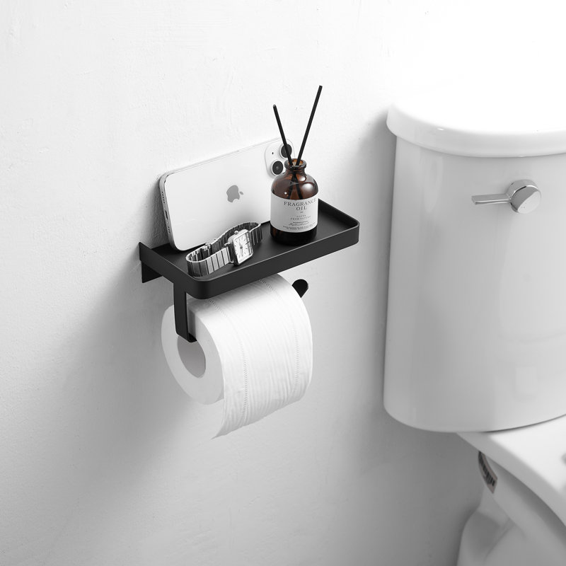 Wall Mounted Toilet Paper Holder, Matte Black