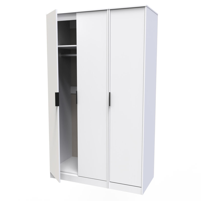 Fully Assembled 2 Door Wardrobe, White, 127cm H x 77cm W x 53.5cm D