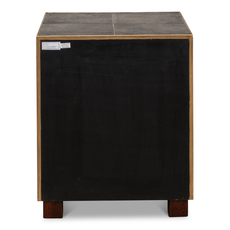 Shagreen 3 - Drawer Solid Wood Nightstand, Antique Gray