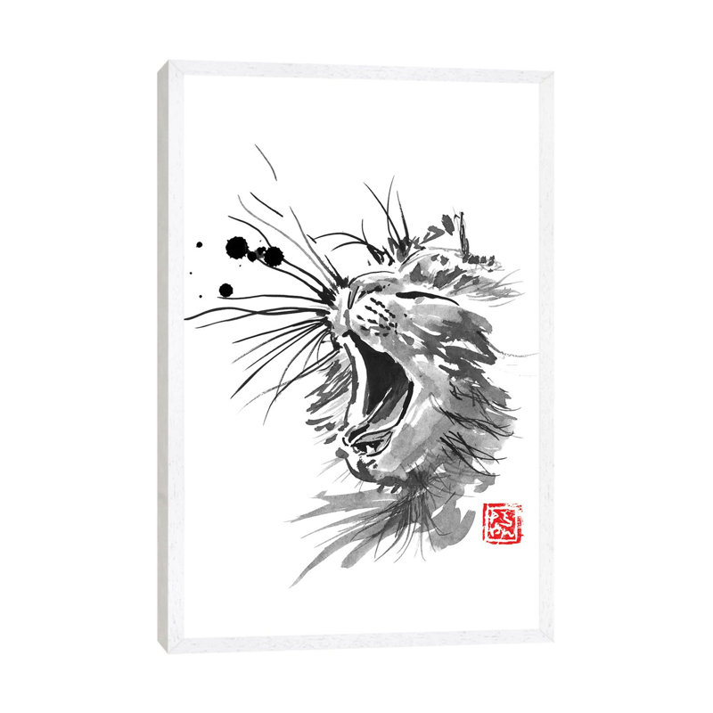 Meaow by Péchane - Print on Canvas, 152.5 cm H x 101.5 cm W, White Framed