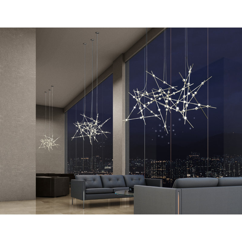 Constellation 44 - Light LED Chandelier, Clear, Satin Nickel, 2700K