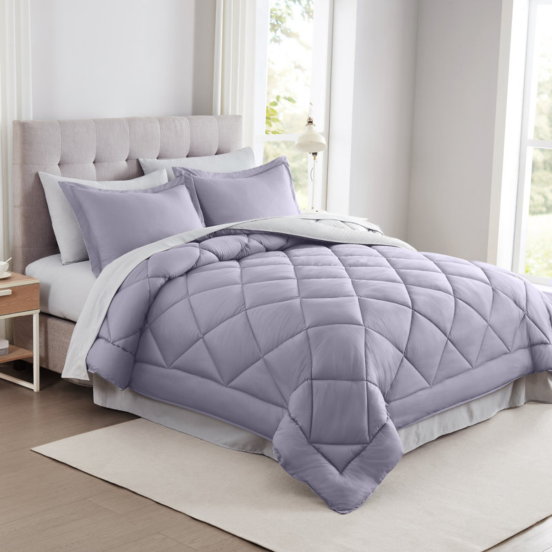 Modern Threads 7-Piece Reversible Comforter Set - Includes Comforter, Sheets, Pillowcases, and Shams, Amethyst