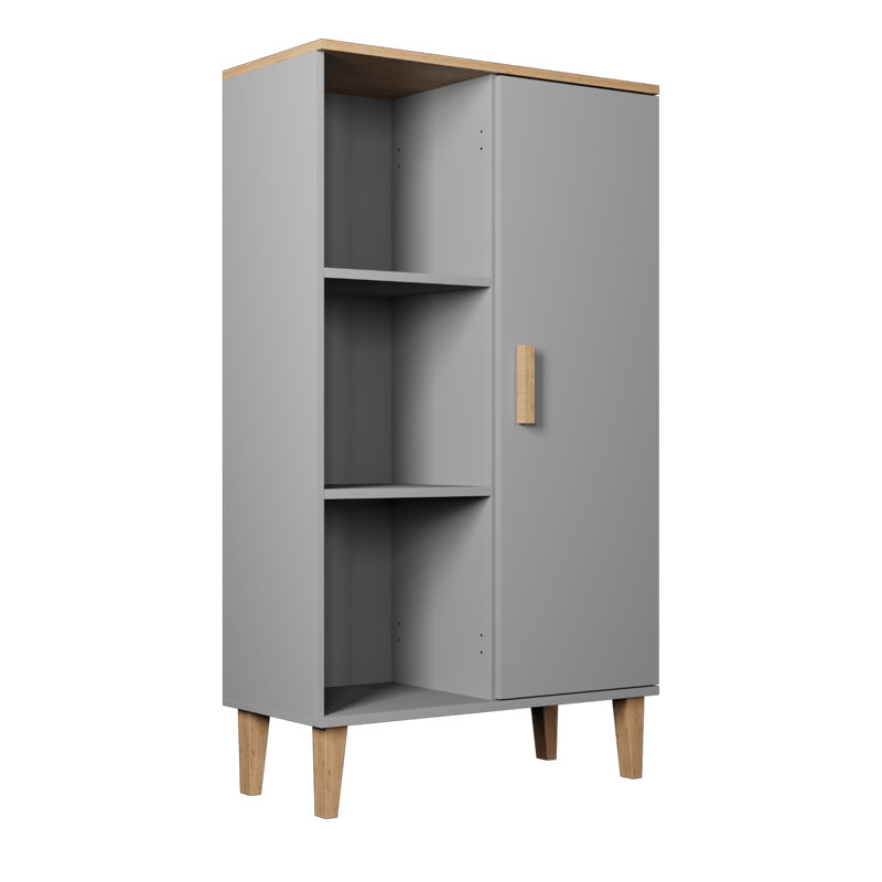 Amirah 120cm H x 80cm W Standard Bookcase, Grey